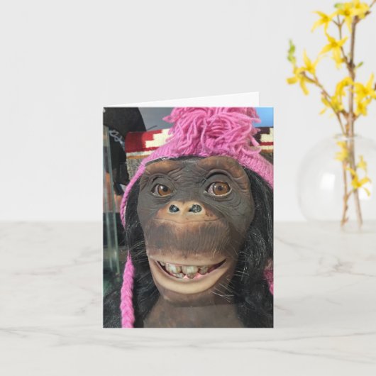 生意気な猿 カード (黄色い花)