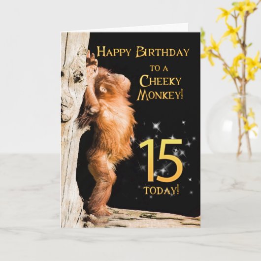 生意気な猿 カード (黄色い花)