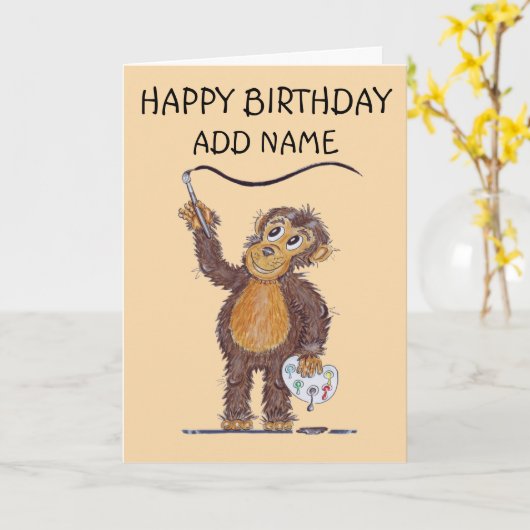 生意気な猿 カード (黄色い花)