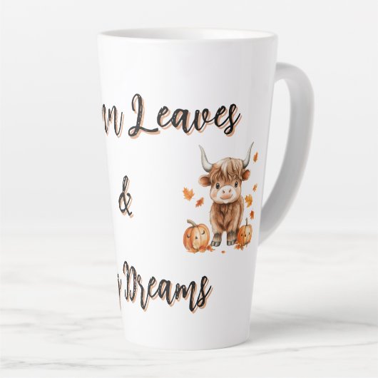 生意気な秋のハイランド牛 カフェラテマグ (右アングル)