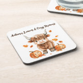 生意気な秋のハイランド牛 コースター (左側)