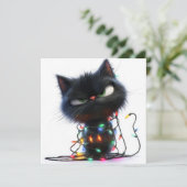 生意気な黒猫がフェスティブなライトに包まれている シーズンカード (スタンド正面)