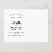 生意気はっきりしたなタイポグラフィ結婚ーの延期 案内ポストカード (裏面)