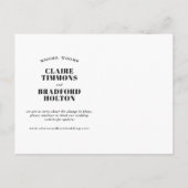 生意気はっきりしたなタイポグラフィ結婚ーの延期 案内ポストカード (裏面)