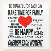 生感動的きる言葉 ガラスコースター (正面)