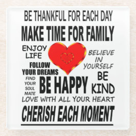 生感動的きる言葉 ガラスコースター