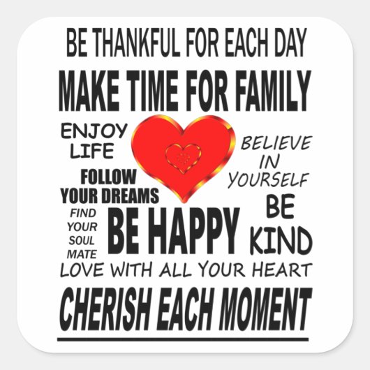 生感動的きる言葉 スクエアシール (正面)