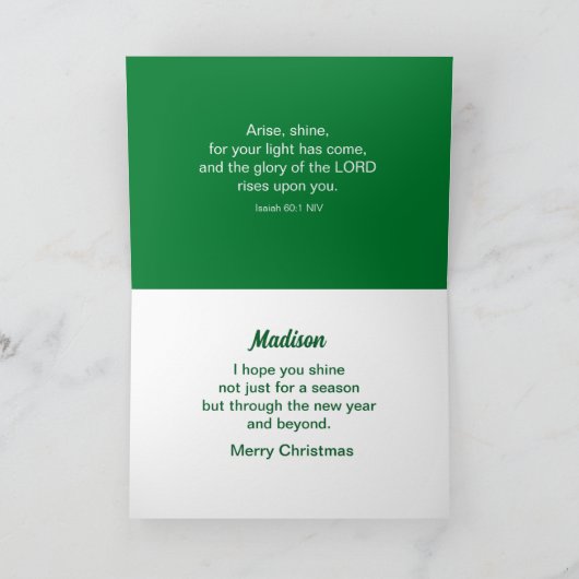 生感動的き輝く信仰クリスマスカード カード (内部)