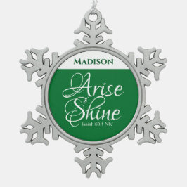 生感動的まれ輝く信仰グリーン スノーフレークピューターオーナメント