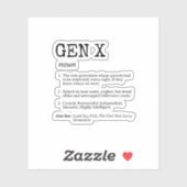 生成おもしろいX定義ブラックタイポグラフィ シール (シート)