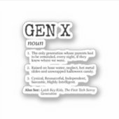 生成おもしろいX定義ブラックタイポグラフィ シール (正面)