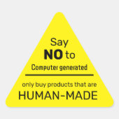 生成されたコンピュータ買に対して – 人実在からのNO 三角形シール (正面)