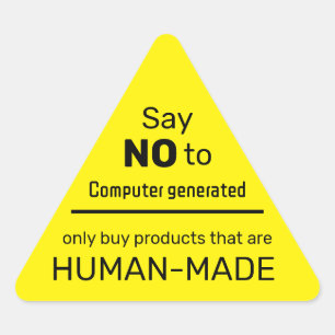 生成されたコンピュータ買に対して – 人実在からのNO 三角形シール