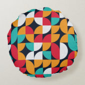 生成アート：カラフル三角形パターン ラウンドクッション (裏面)