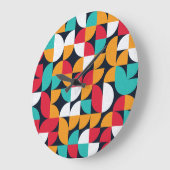 生成アート：カラフル三角形パターン ラージ壁時計 (傾斜)