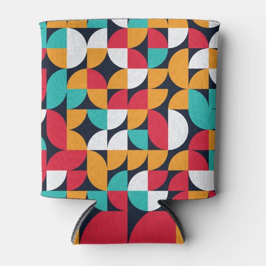 生成アート：カラフル三角形パターン 缶クーラー (正面)