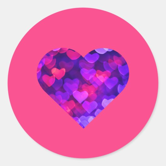 生数々の白熱［赤熱］光を放つ鮮ハート ラウンドシール (正面)