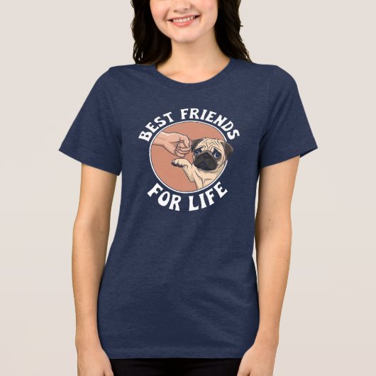 生最高の命Tシャツの友達 | 人間とパプピー トライブレンドTシャツ (正面)