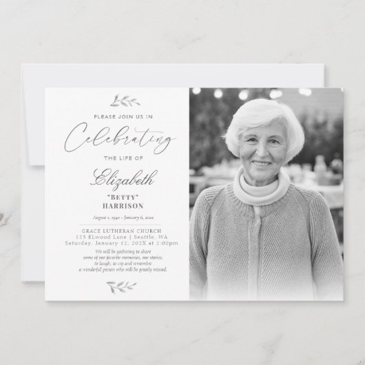 生死エレガント記念撮影お祝い 招待状 (正面)