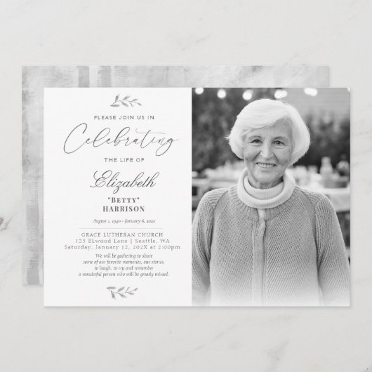 生死エレガント記念撮影お祝い 招待状 (正面/裏面)