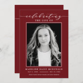 生死エレガント記念葬式の写真お祝い 招待状 (正面/裏面)