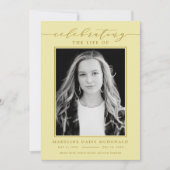 生死エレガント記念葬式の写真お祝い 招待状 (正面)
