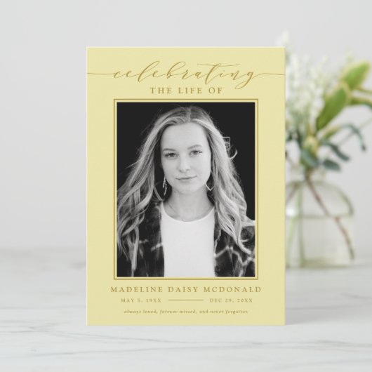 生死エレガント記念葬式の写真お祝い 招待状 (スタンド正面)