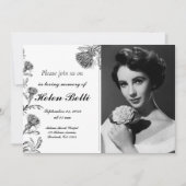 生死エレガント記念葬式の写真お祝い 招待状 (正面)