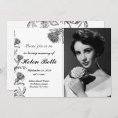 生死エレガント記念葬式の写真お祝い 招待状 (正面/裏面)