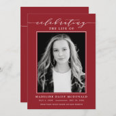 生死エレガント記念葬式の写真お祝い 招待状 (正面/裏面)