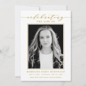 生死エレガント記念葬式の写真お祝い 招待状 (正面)