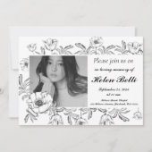 生死エレガント記念葬式の写真お祝い 招待状 (正面)