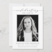 生死エレガント記念葬式の写真お祝い 招待状 (正面)