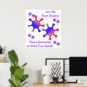 生殖バスターに入れ – 手を洗え！サイン ポスター (ホームオフィス)