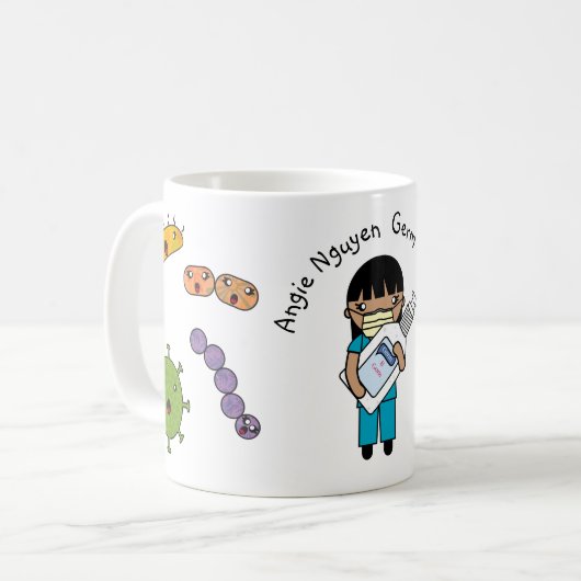 生殖戦闘可愛い長い黒パーソナライズされた毛 コーヒーマグカップ (正面左)