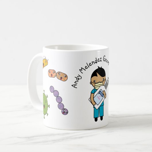 生殖戦闘性可愛い短い黒パーソナライズされた毛 コーヒーマグカップ (正面左)