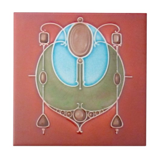 生殖1905ジョンソンカラフルアールヌーボー タイル (正面)