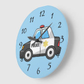 生気に満ちたパトカー ラージ壁時計 (傾斜)