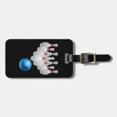 生気に満ちたボーリング・ボールおよびピン ラゲッジタグ (正面横)