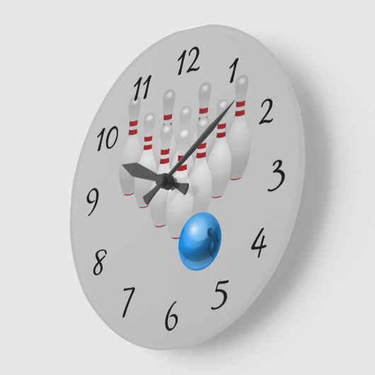 生気に満ちたボーリング・ボールおよびピン ラージ壁時計 (傾斜)