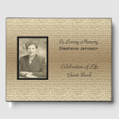 生活お祝い、写真エレガント付き金ゴールド ゲストブック (正面)