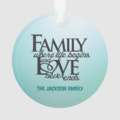 生活が始まるカスタマイズ可能な家族 オーナメント (裏面)