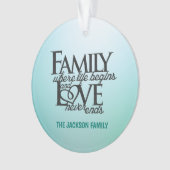 生活が始まるカスタマイズ可能な家族 オーナメント (正面)