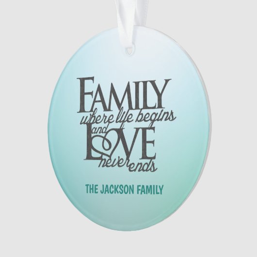 生活が始まるカスタマイズ可能な家族 オーナメント (正面)