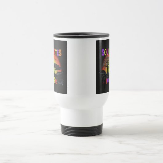 "生活の中でソウルメイト"旅行コーヒーマグ。 トラベルマグ (中央)