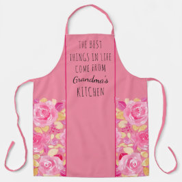 生活の中のものばあ最高のまちの台所ピンクのフローラ エプロン