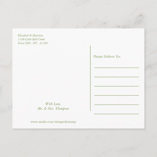 生活の木、エレガントな結婚式の日付を保存 案内ポストカード (裏面)