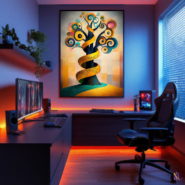 生活の木 – キュービストのミニマリストのビジョン ポスター