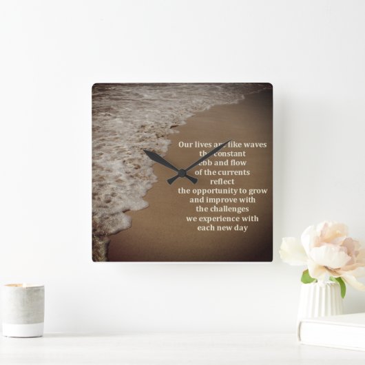 生活の波と流れ スクエア壁時計 (ホーム)