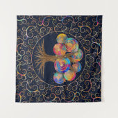 生活の3つ – カラフルらせん枝 タペストリー (正面(横))